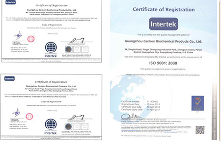 In 2011, Cenkon passed ISO9001:2008, ISO22716:2007 and GMPC (American Standard) certification.